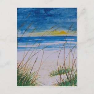 Cartão Postal pintura de praia na ilha georgia do monte