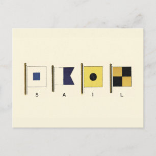 Cartão Postal Pintura de Quatro Bandeiras com a Palavra Vela Esc