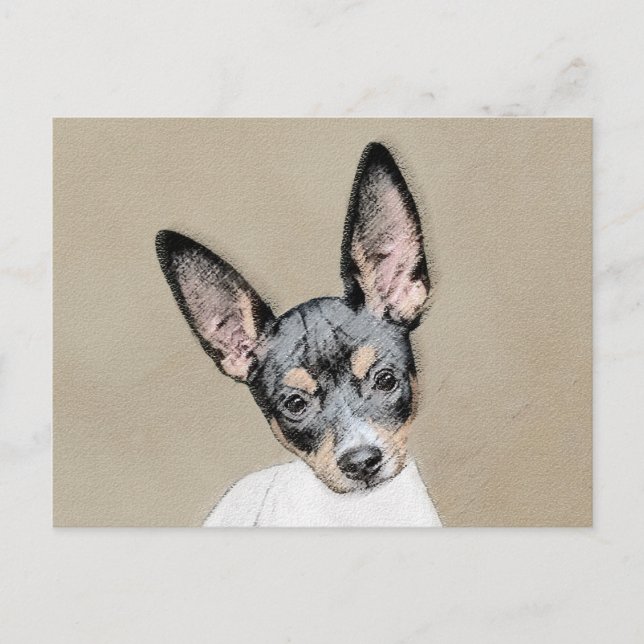 Cartão Postal Pintura de Rat Terrier - Arte de Cachorro Original (Frente)