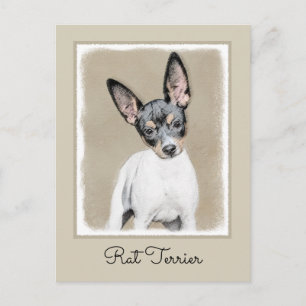 Cartão Postal Pintura de Rat Terrier - Arte de Cachorro Original