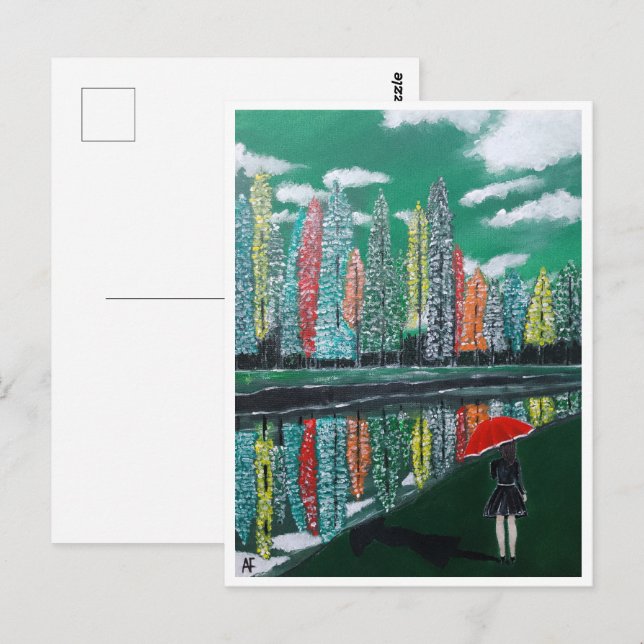 Cartão Postal Pintura de Reflexão do outono por Alfred Fox (Frente/Verso)