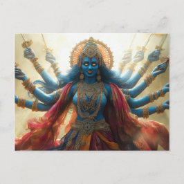 Cartão Postal Pintura de Retrato da Deusa Hindu Kali Arte Shakti