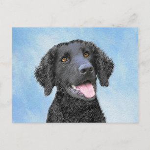 Cartão Postal Pintura De Retriever Revestida Curly - Arte De Cã