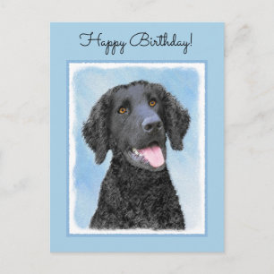 Cartão Postal Pintura De Retriever Revestida Curly - Arte De Cão