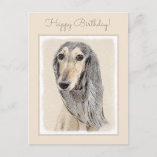 Cartão Postal Pintura de Saluki (jovem corça) - arte original