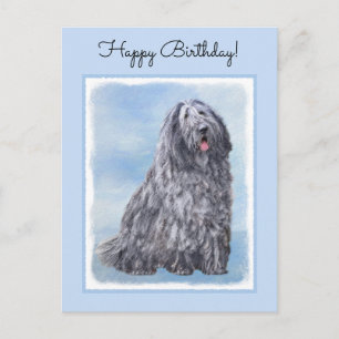 Cartão Postal Pintura de Sheepdog Bergamasco - Cachorro Original