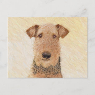 Cartão Postal Pintura de Terrier Airedale - Arte original cômoda