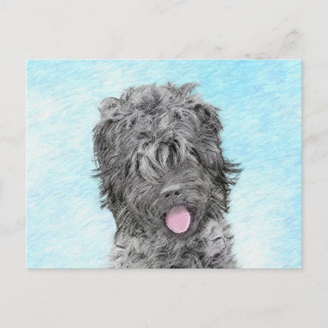 Cartão Postal Pintura de Terrier Russo Preto - Cachorro Original (Frente)
