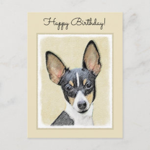 Cartão Postal Pintura de Toy Fox Terrier - Arte de Cachorro Orig