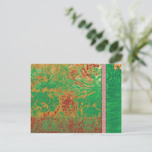 Cartão Postal pintura de um campo verde com uma borda laranja