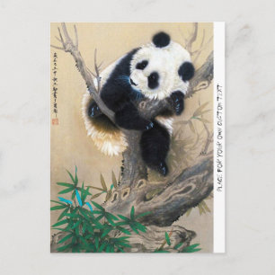 Cartão Postal pintura de ursinho-de-panda fofo-doce legal chinê