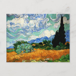 Cartão Postal Pintura de Van Gogh, Wheatfield com Cypress Tree