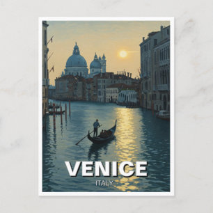 Cartão Postal Pintura de Veneza Itália Viagem Souvenir