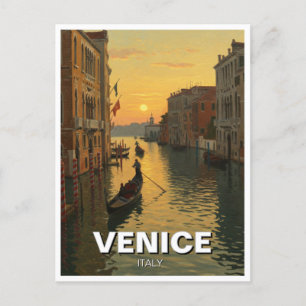 Cartão Postal Pintura de Veneza Itália Viagem Souvenir