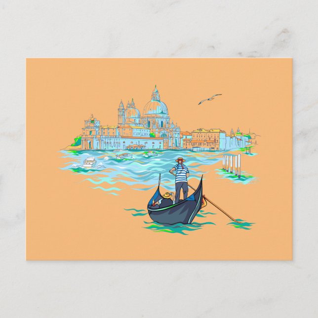 Cartão Postal Pintura de Venice gondolier (Frente)