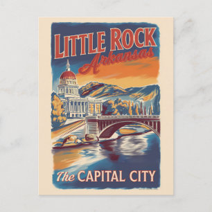 Cartão Postal Pintura de Viagem de Little Rock Arkansas Vintage