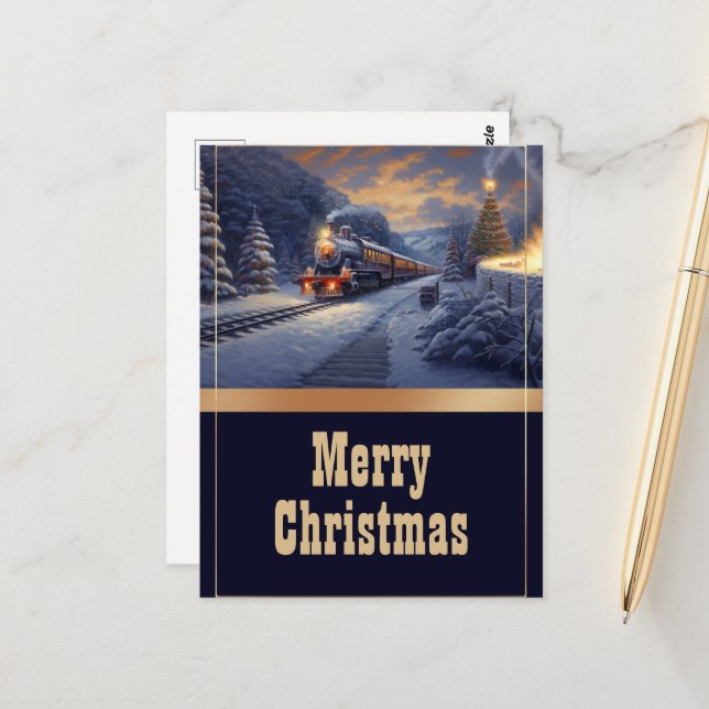 Cartão Postal Pintura de vindima do trem de Natal (Frente/Verso In Situ)