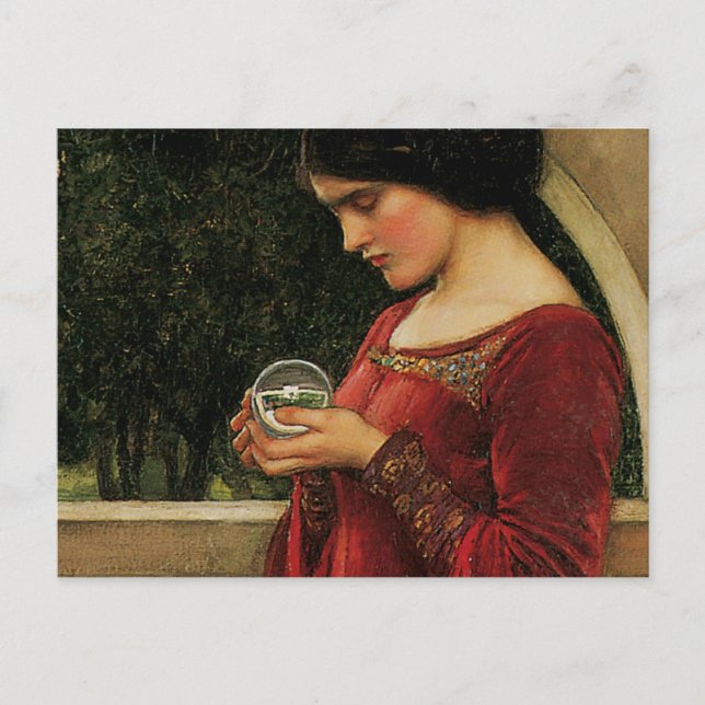 Cartão Postal Pintura de Waterhouse da Mulher Cristal Ball (Frente)