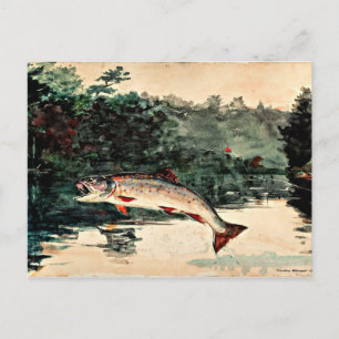 Cartão Postal Pintura de Winslow Homer, Leaping Trout