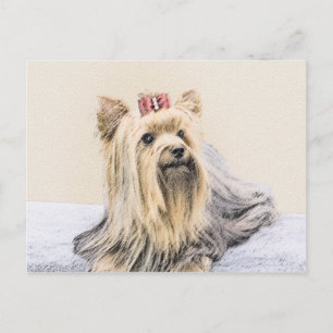 Cartão Postal Pintura de Yorkshire Terrier - Arte Original de Ca