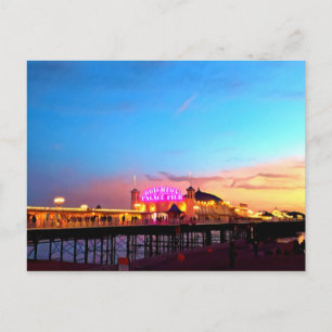 Cartão Postal Pintura digital - Brighton Pier Sunset