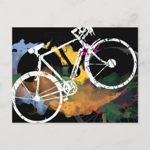 Cartão Postal pintura digital de bicicleta de arte