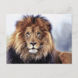 Cartão Postal Pintura Digital de Óleo de Leão Masculino Africano