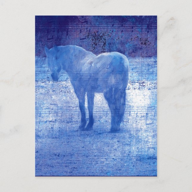 Cartão Postal Pintura digital em cavalos roxos (Frente)