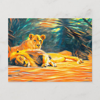 Cartão Postal Pintura do Art Lion