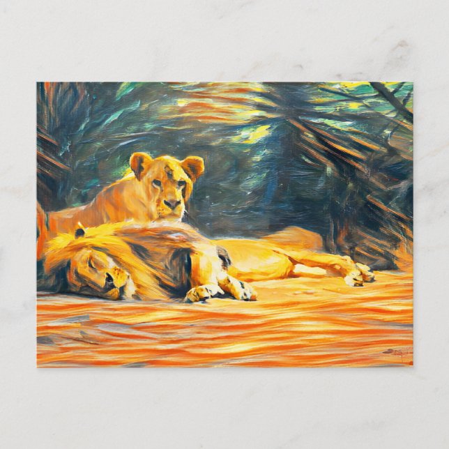 Cartão Postal Pintura do Art Lion (Frente)
