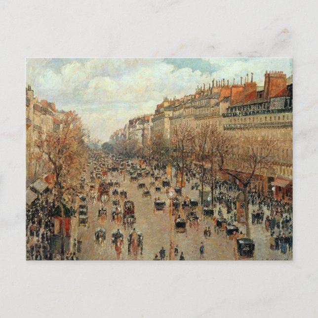 Cartão Postal Pintura do Boulevard Montmartre de Camille Pissarr (Frente)