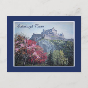 Cartão Postal Pintura do Castelo de Edinburgh Scotland por Pola.