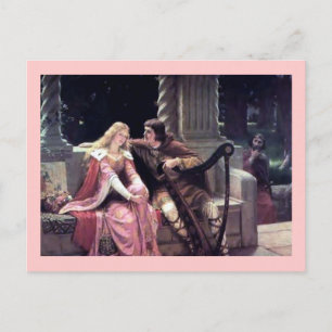 Cartão Postal Pintura do Castelo Romântico do Casal de Amor Med