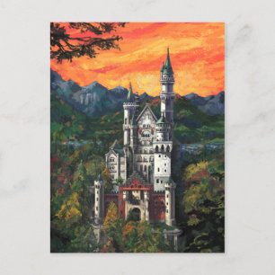 Cartão Postal Pintura do Castelo Schloss Neuschwanstein