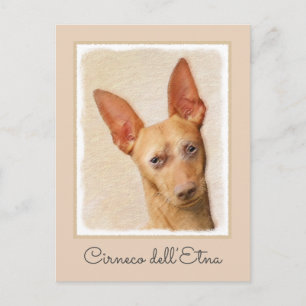 Cartão Postal Pintura do Cirneco dell’Etna - Arte do Cachorro Or