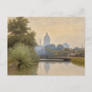Cartão Postal Pintura do Efeito de Manhã do Canal de Indianápoli