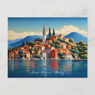 Cartão Postal Pintura do Lago Como | Itália Viagem | Arte