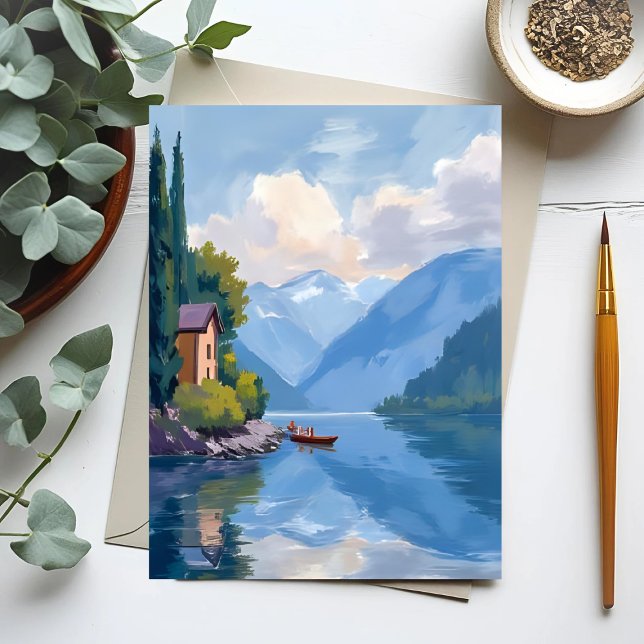 Cartão Postal Pintura do Lago de Como, Itália (Criador carregado)
