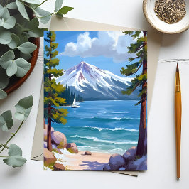 Cartão Postal Pintura do Lago Tahoe, Sand Harbor