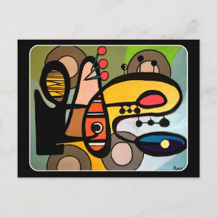 Cartão Postal Pintura do Médio do século moderno Abstrato da máq