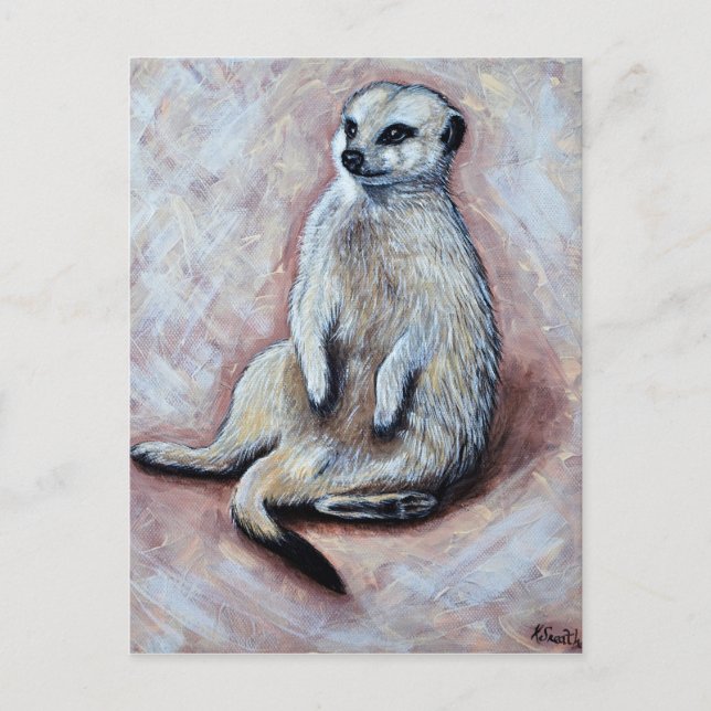 Cartão Postal Pintura do Meerkat Slouchy (Frente)