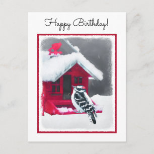 Cartão Postal Pintura do Pica-Pau Downy - Arte Original