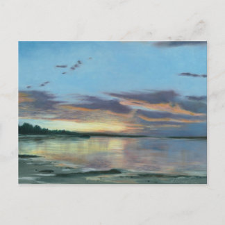 Cartão Postal Pintura do pôr do sol em Oregon praia