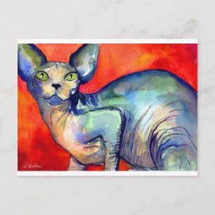 Cartão Postal Pintura do Sphinx Sphynx cat #6