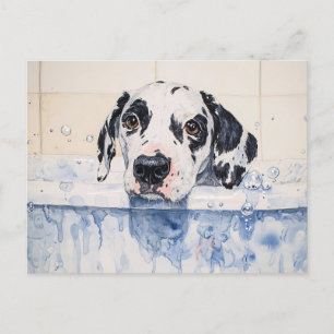 Cartão Postal Pintura do Tempo do Cachorro Dalmático