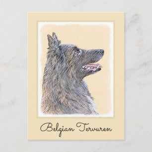 Cartão Postal Pintura do Tervuren Belga - Arte Original de Cacho