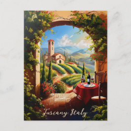 Cartão Postal Pintura do Vale do Toscânia Romântica Itália Viage
