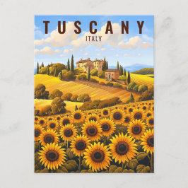 Cartão Postal Pintura dos girassóis da Toscana | Itália Viagem A