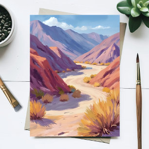 Cartão Postal Pintura em Aquarela da Natureza do Canyon do Deser