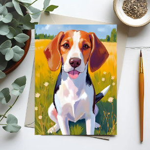 Cartão Postal Pintura em Aquarela de Cachorro Beagle Pet
